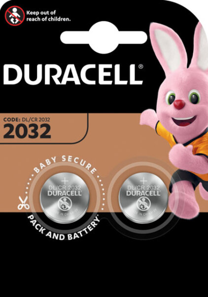 2 Stück Duracell DL2032 / CR2032 Lithium Batterie